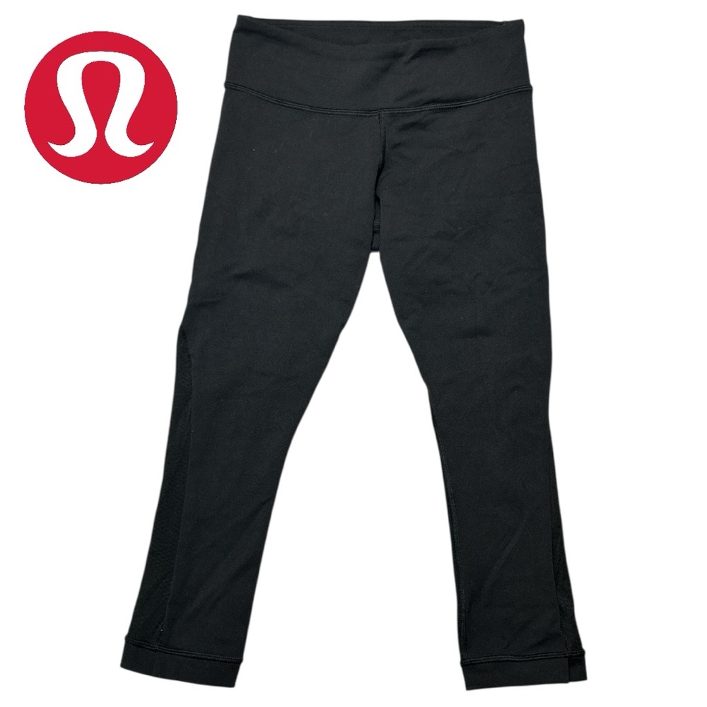 Lululemon Athletica Women’s Diamond Mesh Back Black Crop‎ Leggings - Size 4